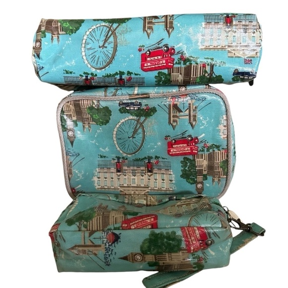 CATH KIDSTON LINDON SCENE OILCLOTH 3 PIECE TRAVEL SET - Picture 2 of 12